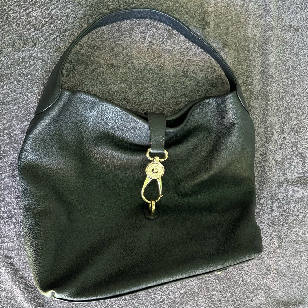 Dooney & Bourke Belvedere Black Pebble Leather LOGO LOCK Hobo Shoulder Bag $498 - Picture 2 of 9
